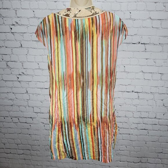 Nanette Lepore Multicolor 100% Silk Shell Accents Striped Lightweight Dress 4 - Picture 2 of 15